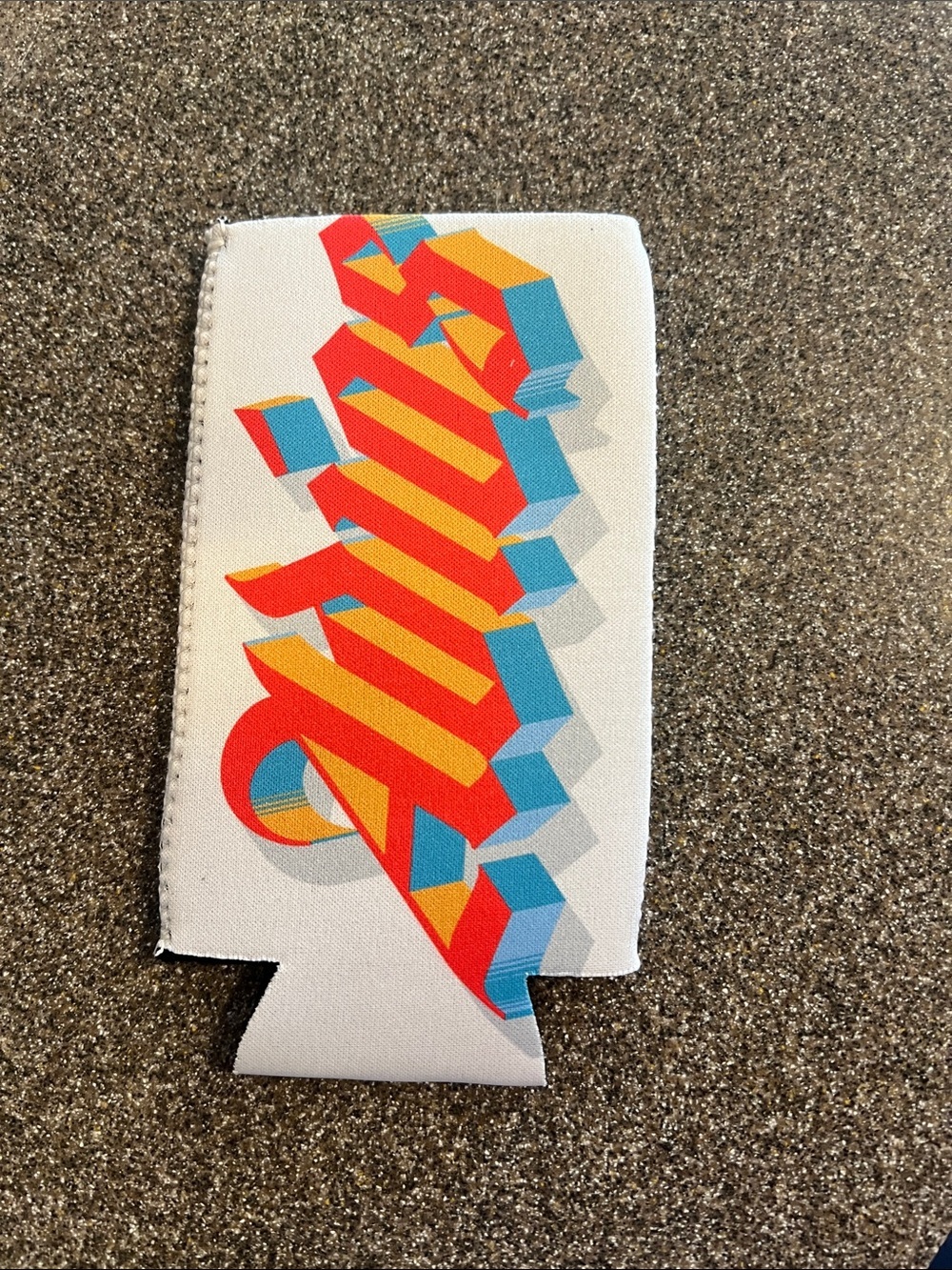 White Can Cooler with Colorful 3D Script
